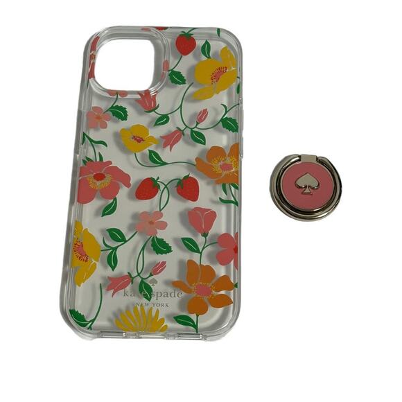 Kate Spade Strawberry Garden Iphone 15 Stability Ring And Case - Picture 4 of 6